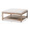 Baxton Studio Carlotta Oak Beige Linen Square Coffee Table Ottoman 139-7606 - alternate 4